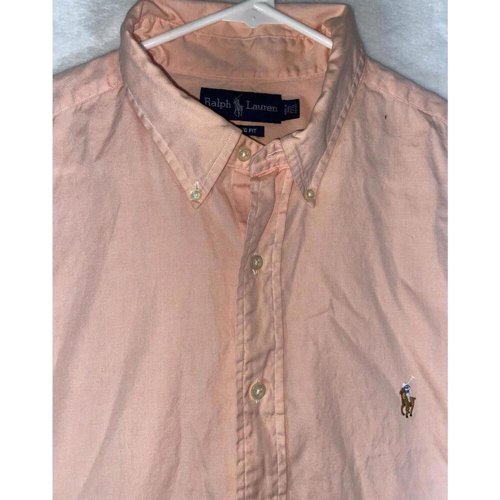 Ralph Lauren Classic Fit Mens XL 17.5 36/37 Orange Long Sleeve Button Up Shirt